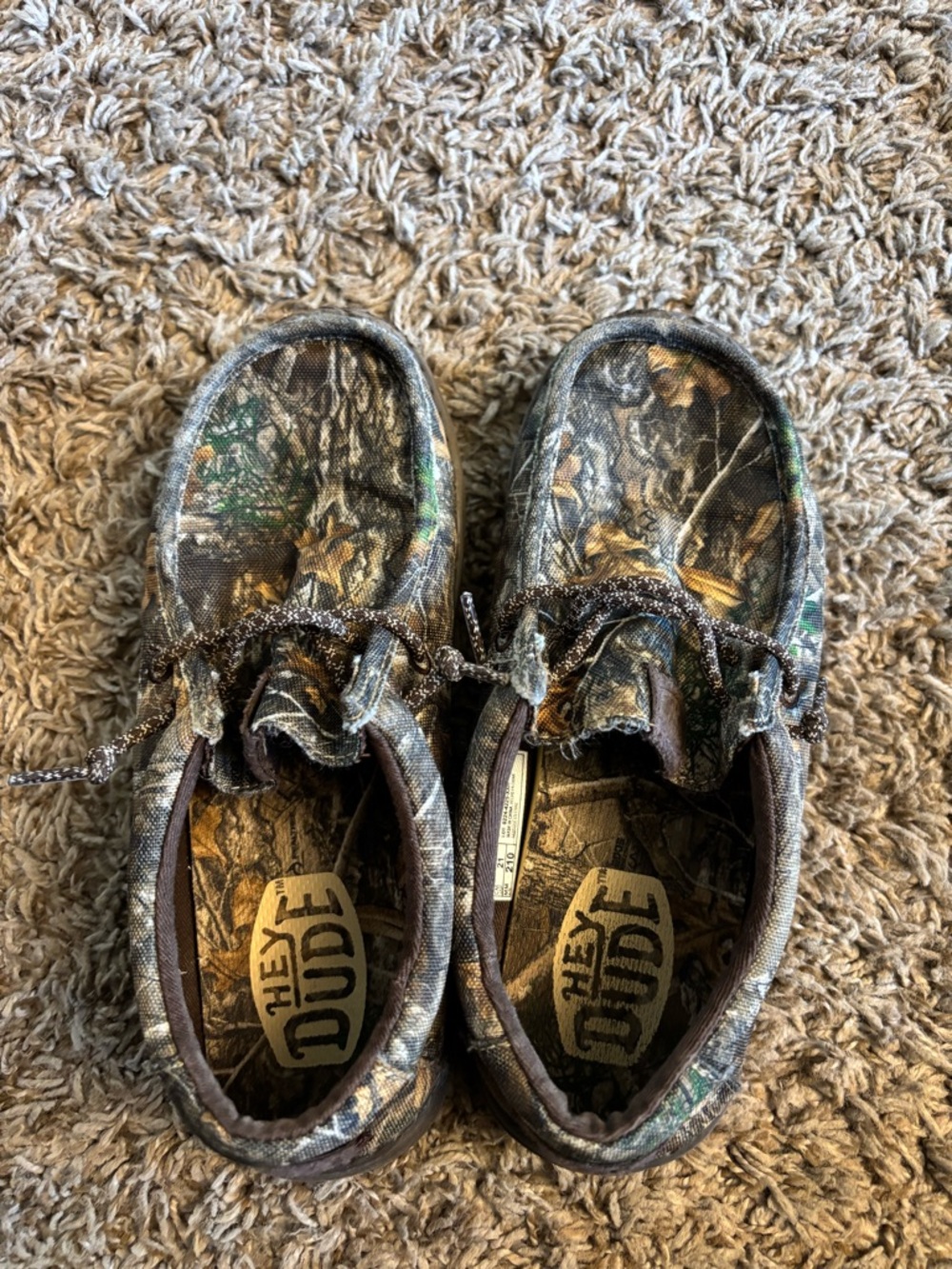 Hey Dude Kids Camo Slip-On Shoes — Brown and Green